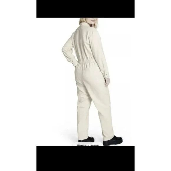 Sandy Liang Target Cream Coveralls Jumpsuit Women's Size 12 100% Cotton 0070 - Picture 3 of 7